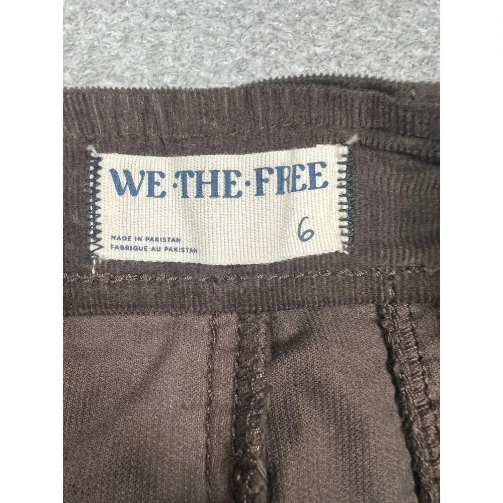 We The Free Free People Brown Corduroy Mini Skirt Size‎ 6 Front Zip Seamed Boho
